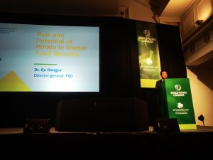 FAO Director-General QU Dongyu speaks at the 11th World Potato Congress in Dublin.