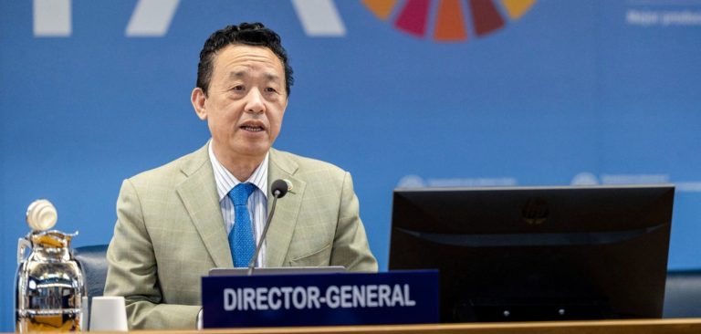 FAO Director-General QU Dongyu speaks at the opening of the 75th Session of the Committee on Commodity Problems.
