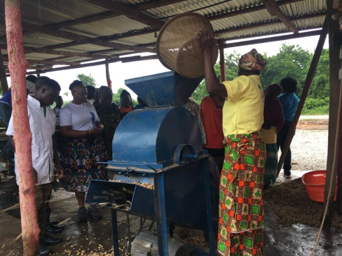 Dr. Lusigi and some of the women at the processing factory