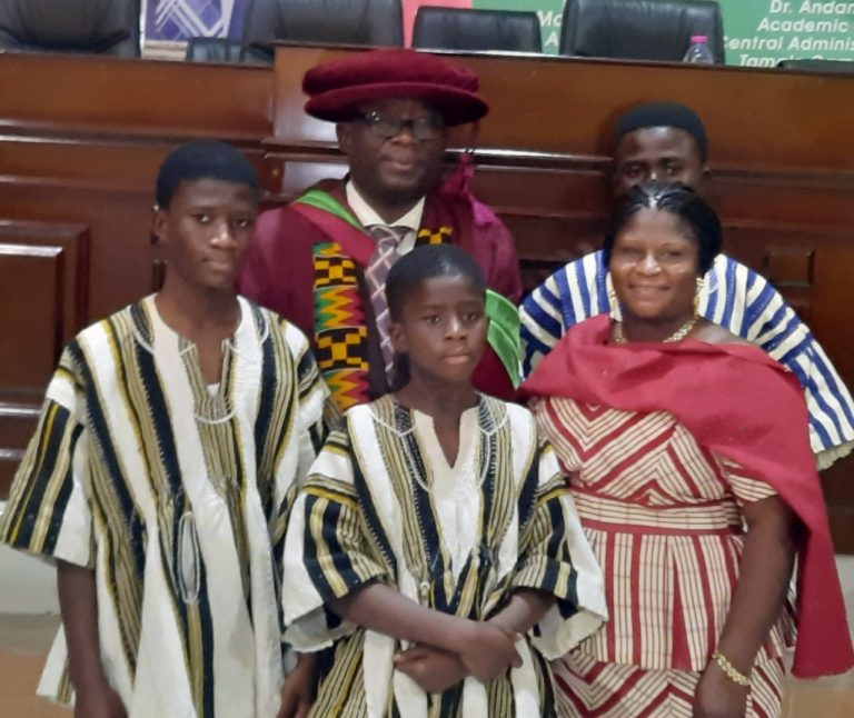Professor Sowley and his family during the event