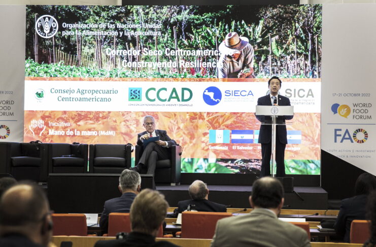 FAO Director-General QU Dongyu speaking at the Dry Corridor event. ©FAO/Alessandra Benedetti