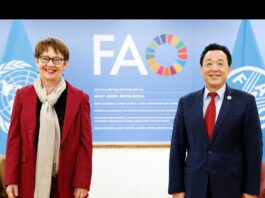 FAO Director-General QU Dongyu meeting with Odile Renaud-Basso, President of the European Bank for Reconstruction and Development (EBRD), FAO headquarters (Iraq room). ©FAO/Giuseppe Carotenuto