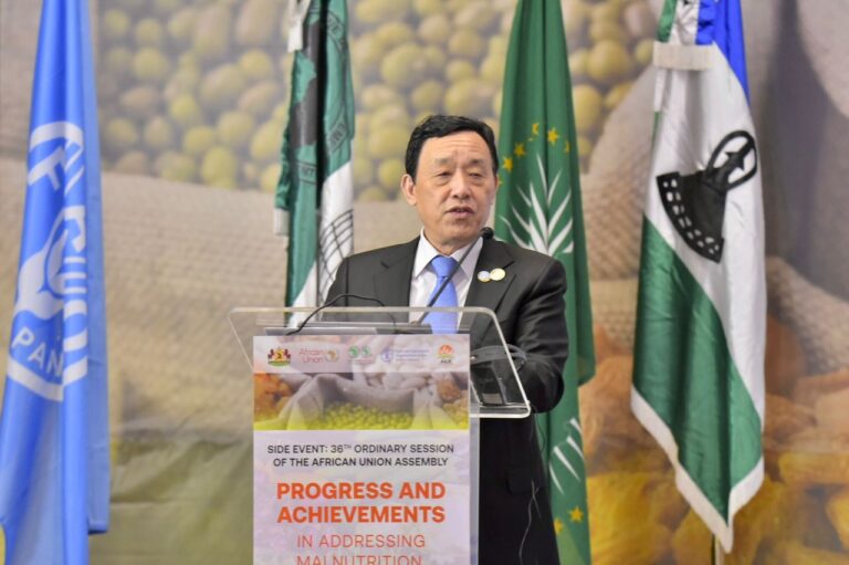 FAO Director-General QU Dongyu speaks at 36th ordinary session of the Assembly of the African Union in Addis Ababa, Ethiopia. ©FAO/Michael Tewelde