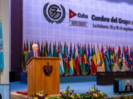 FAO Regional Representative for Latin America and the Caribbean Mario Lubetkin delivered a speech to the Group of 77+China Summit on behalf of the FAO Director-General. ©FAO/Max Valencia