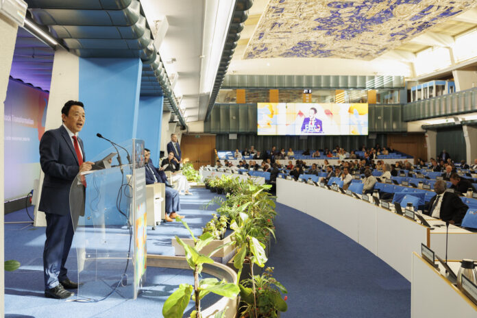 FAO Director-General QU Dongyu makes closing remarks to the Global Conference on Sustainable Livestock Transformation. ©FAO/Giuseppe Carotenuto