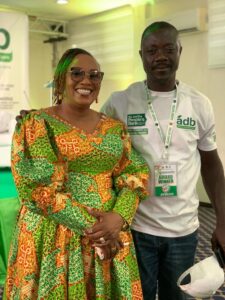 Hon. Mavis Hawa Koomson. Minister of Fisheries & Aquaculture Development with Godfred Dadson