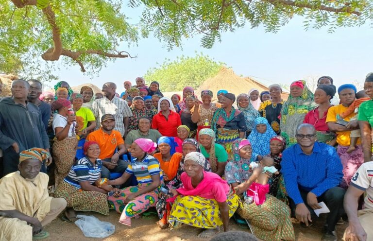 Dr. Yeboah (middle) with the chief, his elders, and some participants at the end of the meeting.