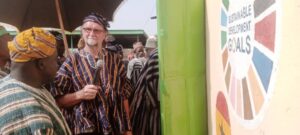 Prof. Wayne Dunn, Founder of Baraka Impact, leading his team together with Traditional Authorities to inaugurate the Konjeihi Women’s Enterprise Center
