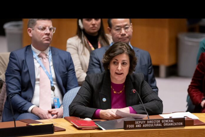 FAO Deputy Director-General Beth Bechdol delivers remarks at the United Nations Security Council High-Level Open Debate. ©UN Photo/Manuel Elías
