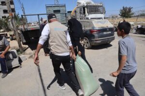 FAO is distributing 150 tonnes of fodder to 2 450 vulnerable livestock-holding families in the Gaza Strip to support food production.©FAO/Yousef Elruzzi