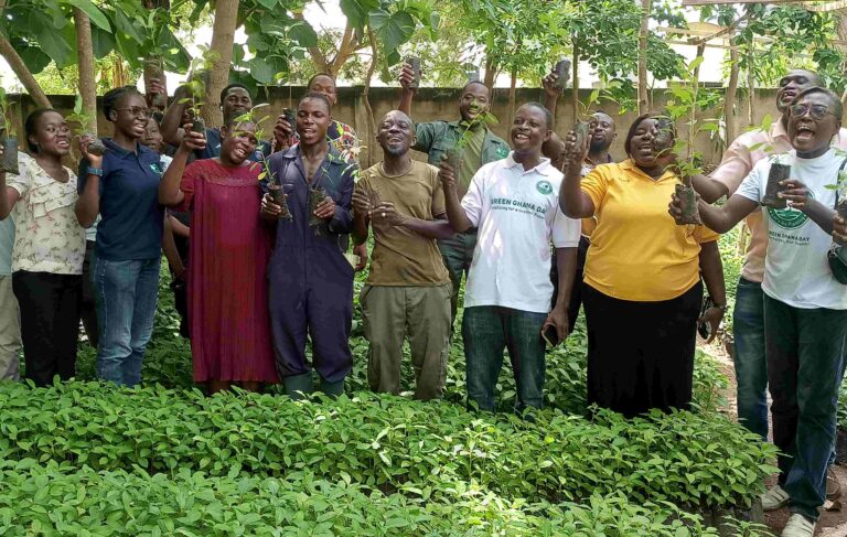 Pictures show some staff of the Sunyani Forest Services Division at the nursery sites 