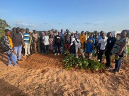 Participants on the field as part of the training 