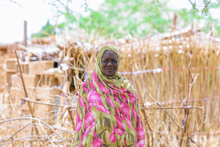 A smallholder farmer is standing in front of her house in Al-Mugatta’a Al-Souq village in Al-Fashaga Al-Sughraa Locality, Sudan. ©FAO/Mahmoud Shamrouk