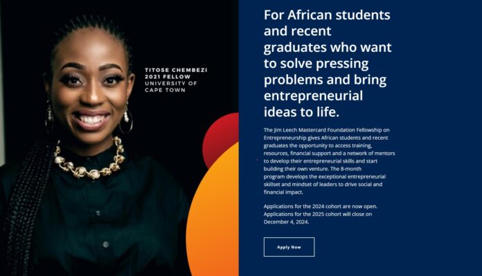 Jim Leech Mastercard Foundation Fellowship on Entrepreneurship