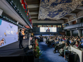 FAO Director-General QU Dongyu delivers his speech at the opening of the Global Family Farming Forum. ©FAO/Giuseppe Carotenuto.