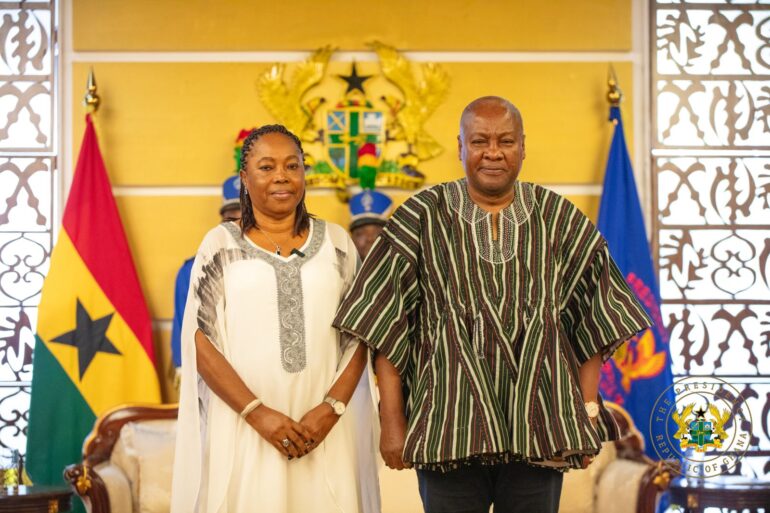 President John Dramani (right) and Mrs Musu Jatu Ruhle
