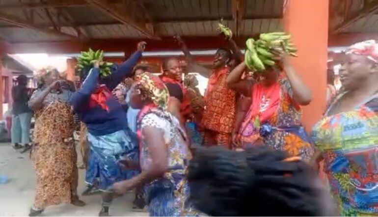 Plantain sellers protest eviction attempts at Berekum market