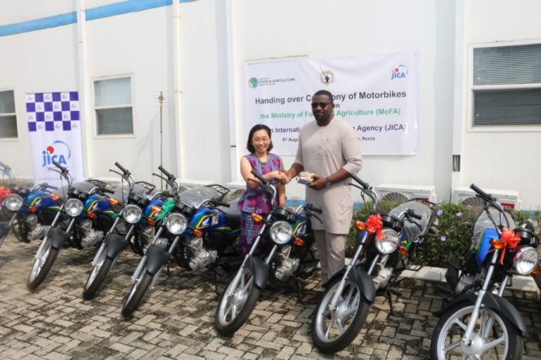 JICA donates motorbikes to boost rice production in Ghana 