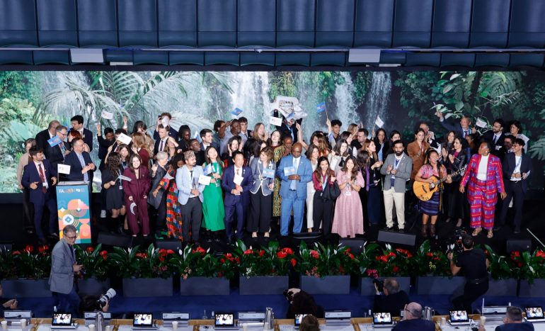 FAO Director-General QU Dongyu takes part in the group picture at the end of the World Food Forum 2025 Closing Ceremony. ©FAO/Giulio Napolitano