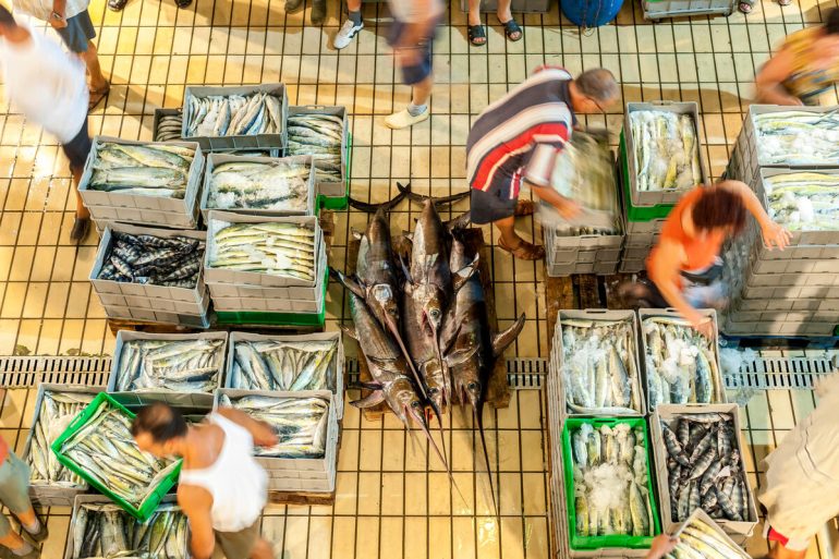 A busy wholesale fish market. ©FAO/Kurt Arrigo