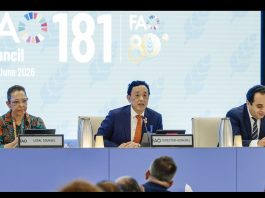 FAO Director-General QU Dongyu opened the 181st Session of the FAO Council, noting recommendations for countries to address the impacts of the Strait of Hormuz crisis, particularly the urgent need for efficient fertilizer use as global agrifood systems face unprecedented challenges. ©FAO/Giuseppe Carotenuto