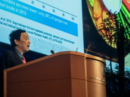FAO Director-General QU Dongyu delivers a lecture during the 32nd International Horticultural Congress (IHC 2026) at Kyoto International Conference Center. ©FAO/Hiroshi Yamauchi